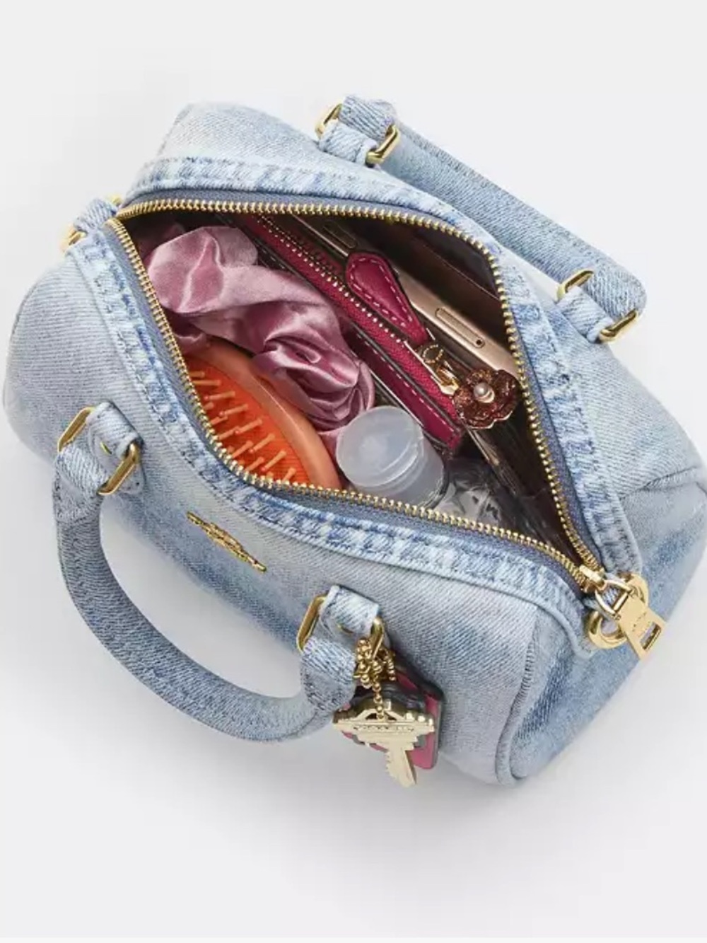 COACH Denim Mini Rowan with Pink Tag - Picture 8 of 8